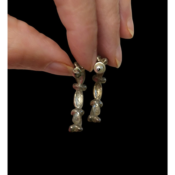 Unbranded silver plated blue resin cresent pierced earrings - Picture 2 of 4